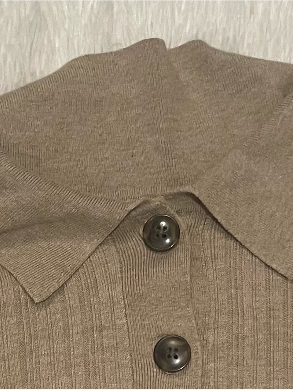 Reitmans Tan Ribbed Button-Down Polo Top - Picture 6 of 8